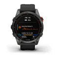 Garmin Fenix 7S Solar, Smaller Sized Adventure smartwatch with Solar Charging Capabilities, Outdoor Watch with GPS, Touchscreen, Health and Wellness Features, Slate Gray with Black Band (010-02539-12)
