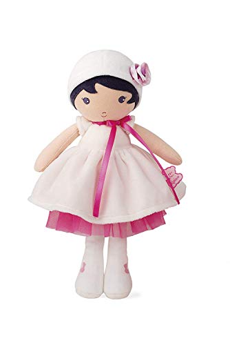 Kaloo Tendresse My First Fabric Doll Perle K 12.5” Soft Plush Figure in Cream Dress and Pink Tulle Petticoat with Baby Safe Embroidered Face Machine Washable for Ages 0+