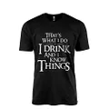 I Drink and I Know Things | Game of Thrones Inspired Men Modern Fit Shirt, T Shirt Printed Graphic Tee Lannister Merchandise, Solid Black, X-Large