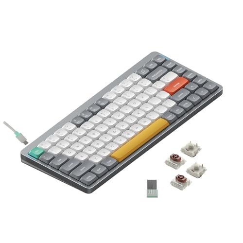 nuphy Air75 V2 Wireless Mechanical Keyboard, 84 Keys RGB Hot-Swap Keyboard, Supports Bluetooth 5.1, 2.4G and Wired Connection for PC/Laptop/Windows/Mac - Grey Gateron Brown Switch