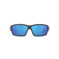 Costa Del Mar Men's Tuna Alley Rectangular Sunglasses, Matte Steel/Grey Blue Mirrored Polarized-580g, 62 mm