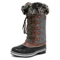 DREAM PAIRS Women's River_1 Mid Calf Waterproof Winter Snow Boots, Black Grey, 11
