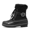 DREAM PAIRS Women's Mid Calf WaterProof Winter Snow Boots, 3-black, 9