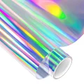 Holographic Chrome Craft Adhesive Vinyl Roll Holographic Spectrum Silver Rainbow Vinyl 1x5ft with Cameo and Cutters for Decoration