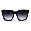 Womens Boyfriend Style XXL Oversize Horned Rim Thick Plastic Sunglasses, Black Gradient Black, One Size