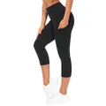 THE GYM PEOPLE Thick High Waist Yoga Pants with Pockets, Tummy Control Workout Running Yoga Leggings for Women (XX-Large, Z- Capris Black)