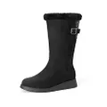 DREAM PAIRS Womens DSB212 Winter Snow Boots Mid-Calf Fashion Furry Warm Tall Boot Black Size 9