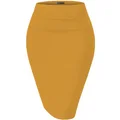 H&C Women Premium Nylon Ponte Stretch Office Pencil Skirt Made Below Knee Made in The USA, 1073t-mustard, 3X