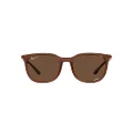 Ray-Ban RB4386 Square Sunglasses, Transparent Brown/Polarized Brown, 54 mm