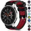 Lerobo Compatible for Samsung Galaxy Watch 3 45mm/Galaxy Watch 46mm/Gear S3 Frontier, 22mm Soft Silicone Breathable Watch Strap Wristband for Women Men,(Black/Red)