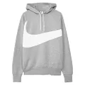Nike Sportswear Swoosh Tech Fleece Men's Pullover Hoodie (Small, Dark Grey Heather/White)