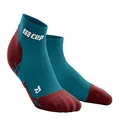 CEP Women's Ankle Performance Running Ultralight Low Cut Socks, Petrol/Dark Red, 3