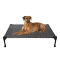Veehoo Cooling Elevated Dog Bed, Portable Raised Pet Cot with Washable & Breathable Mesh, No-Slip Feet Durable Dog Cots Bed for Indoor & Outdoor Use, Large, Black Silver