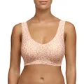 Chantelle Women's Soft Stretch Padded V-Neck Bra Top, Neutral Leopard, X-Small-Small