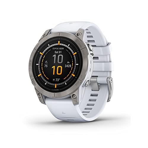 Garmin epix Pro (Gen 2) Sapphire Edition, 47mm, High Performance Smartwatch, Advanced Training Technology, Built-in Flashlight, Whitestone