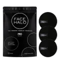 Face Halo Reusable Makeup Remover Pads, No Product Needed | Gently Removes Makeup With Just Water, Ultra-Soft, Eco-Friendly, Non-Toxic, All Skin Types, Replaces 500 Single-Use Wipes | Pro Black 3-Pack