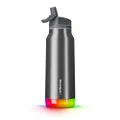 HidrateSpark PRO Smart Water Bottle Stainless Steel - Tracks Water Intake & Glows to Remind You to Stay Hydrated , Straw Lid, 32oz, Brushed Stainless Steel