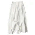 Hooever Women's Cotton Linen Culottes Pants Elastic Waist Wide Leg Palazzo Trousers Capri Pant, White, X-Large