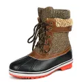 DREAM PAIRS Women's Mid Calf WaterProof Winter Snow Boots, Brown-01, 5