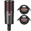 sE Electronics Dynacaster Dynamic Broadcast Microphone - Bundle with 2 Pig Hog XLR Cables
