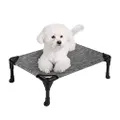 Veehoo Cooling Elevated Dog Bed, Portable Raised Pet Cot with Washable & Breathable Mesh, No-Slip Rubber Feet for Indoor & Outdoor Use, Small, Black Silver