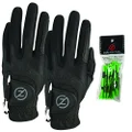 Zero Friction Male Men's Compression-Fit Synthetic Golf Glove (2 Pack), Universal Fit Black/Black, One Size (GL00105)