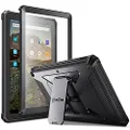 Fintie Case for Amazon Fire HD 10 and 10 Plus Tablet (11th Generation 2021 Release), [Tuatara] Rugged Unibody Hybrid Kickstand Cover w/Built-in Screen Protector, Black