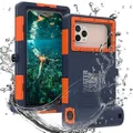 Professional 50ft Diving Phone Case for All Samsung iPhone Series, Universal Waterproof Cell Phone Cover for Outdoor Surfing Swimming Snorkeling Photo Video (Orange)