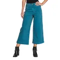 O A T NEW YORK Women's High Rise Clean Wide Leg Crop Pants, Comfortable & Stylish, Washed Teal, 24