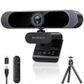 DEPSTECH 4K Webcam, Ultra HD 1/2.55'' Sony Sensor, 3X Digital Zoom, Dual Noise-Canceling Microphones, Remote Control, Auto Focus, Streaming Webcam for PC, Mac, Laptop, Video Call, Zoom, Skype, Teams
