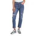 GAP Women's Tall Size High Rise Cheeky Straight Jeans, Medium Wash, 33