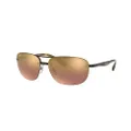 Ray-Ban Men's Rb4275ch Chromance Square Sunglasses, Light Havana/Polarized Purple Mirrored Gold Gradient, 63 mm