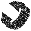 Fastgo Compatible With Apple Watch Bands 38mm 40mm Women, Elastic Pearl Beaded Bracelet Replacement Strap Women Girls for IWatch SE& Series 6/ 5/4/3/2/1(Black - 38/40mm)
