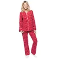 Cotton Flannel Pajamas Women, 2Pc Pajama Set for Women - Dots Diva RD-WT - M