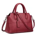Kattee Genuine Leather Handbags for Women, Soft Hobo Satchel Shoulder Crossbody Bags Ladies Purses Red