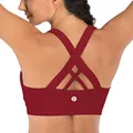 RUNNING GIRL Sports Bra for Women, Criss-Cross Back Padded Strappy Sports Bras Medium Support Yoga Bra with Removable Cups (WX2353.Red.CN:XXL,US:XL)