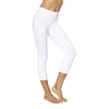 No Nonsense Women's Classic Denim Capri Leggings with Pockets, White, Large