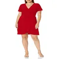 Star Vixen Women's Ss Ballerina Wrap Dress, Red, Large