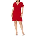 Star Vixen Women's Ss Ballerina Wrap Dress, Red, Large