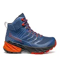 SCARPA Men's Rush Mid GTX Waterproof Gore-Tex Shoes for Hiking and Trail Running, Blue/Fiesta, 9-9.5