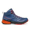 SCARPA Men's Rush Mid GTX Waterproof Gore-Tex Shoes for Hiking and Trail Running, Blue/Fiesta, 9-9.5
