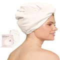 Kitsch Microfiber Hair Towel Wrap - Quick Dry Curly Hair Wraps for Women Wet Hair | Microfiber Towel for Hair | Hair Drying Towel Wrap | Hair Towels for Women | Hair Turban for Wet Hair (Ivory)