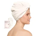 Kitsch Microfiber Hair Towel Wrap - Quick Dry Curly Hair Wraps for Women Wet Hair | Microfiber Towel for Hair | Hair Drying Towel Wrap | Hair Towels for Women | Hair Turban for Wet Hair (Ivory)