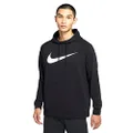 Nike Men's Dry Pullover Swoosh Hoodie (X-Large, Black/Black/White)