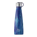 S'well S'ip Stainless Steel Water Bottle - 15 Oz - Azure Forest - Double-Walled Vacuum-Insulated Keeps Drinks Cold for 24 Hours and Hot for 10 - with No Condensation - BPA-Free