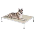 Veehoo Cooling Outdoor Elevated Dog Bed - Chewproof Raised Dog Cots Bed for Large Dogs, Washable Pet Platform with Non-Slip Feet for Indoor and Outdoor, X-Large, Beige Coffee