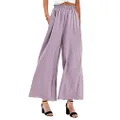 MAYFASEY Women's High Waist Wide Leg Long Palazzo Pants Casual Lounge Pants Flowy Trousers with Pockets, A-purple, Large
