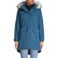 Lands' End Women's Expedition Waterproof Down Winter Parka with Faux Fur Hood, Evening Blue, X-Small