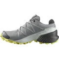Salomon Women's SPEEDCROSS GORE-TEX Trail Running Shoes for Women, Sharkskin/Clearly Aqua/Sunny Lime, 6
