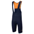 LE COL Men’s Sport Cargo Thermal Bib Shorts | Fleece Lined Cycle Shorts | Padded Chamois Cycling Pants Gel Inserts | XS - 3XL, Navy / Saffron, X-Small